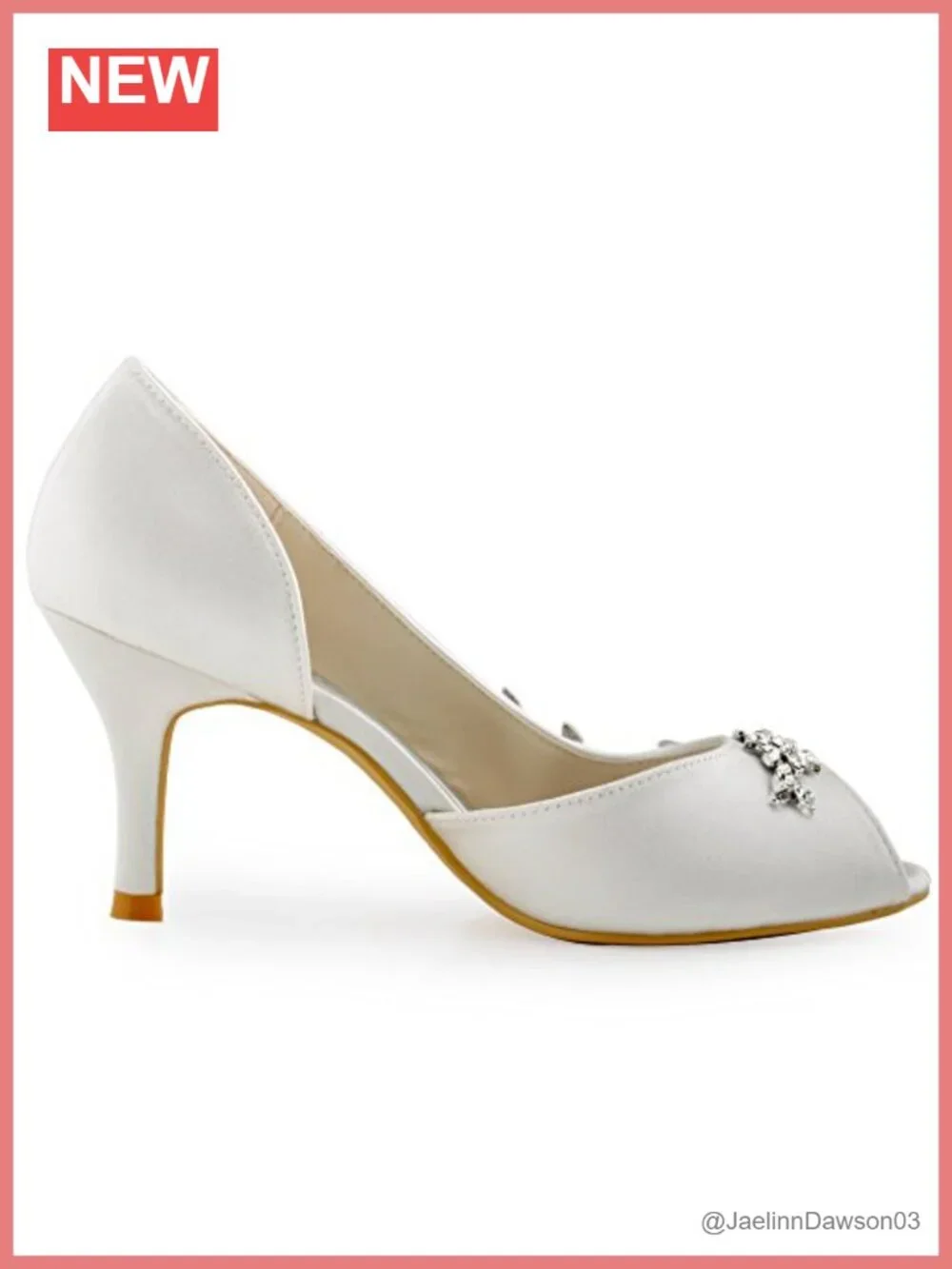 Satin Rhinestone Peep Toe Heels Women's High Heel Wedding Bridal Pumps